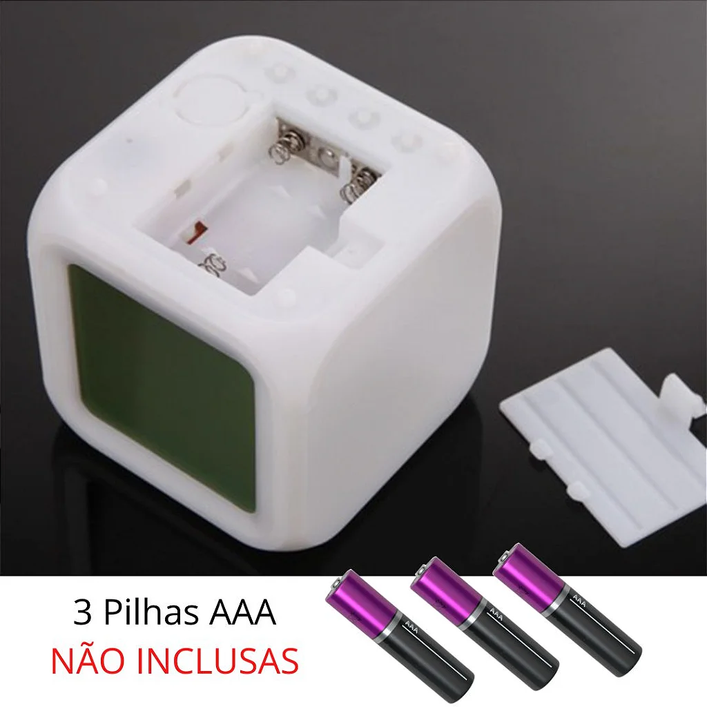 Relógio Cubo Digital Led Colorido Alarme Despertador - Imagem 6